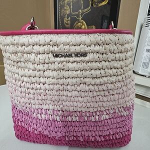 MICHAEL KORS Pink Ombre Woven Tote